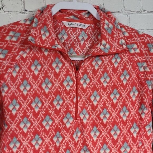 Woolrich Half-Zip Colwin Coral Printed Fleece Pullover Ladies Large Sweatshirt - Picture 2 of 8
